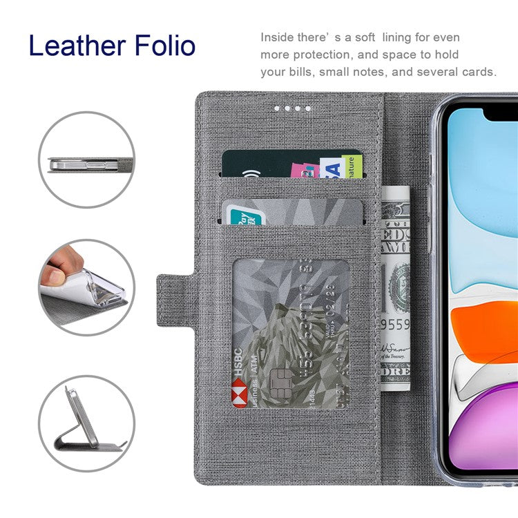 VILI K Series Anti-drop protection Double Magnetic Clasps Closure Stand Wallet Leather Phone Case Shell for Motorola Moto G200 5G - Grey