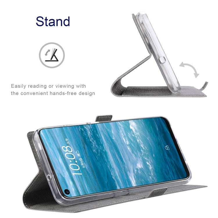 VILI K Series Anti-drop protection Double Magnetic Clasps Closure Stand Wallet Leather Phone Case Shell for Motorola Moto G200 5G - Grey