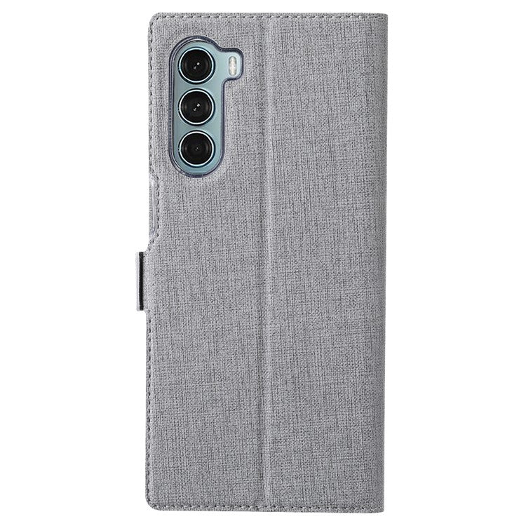 VILI K Series Anti-drop protection Double Magnetic Clasps Closure Stand Wallet Leather Phone Case Shell for Motorola Moto G200 5G - Grey