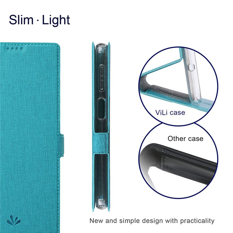 VILI K Series Anti-drop protection Double Magnetic Clasps Closure Stand Wallet Leather Phone Case Shell for Motorola Moto G200 5G - Blue