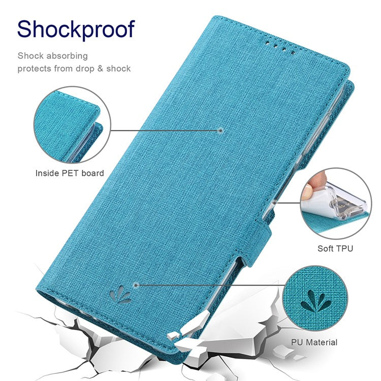 VILI K Series Anti-drop protection Double Magnetic Clasps Closure Stand Wallet Leather Phone Case Shell for Motorola Moto G200 5G - Blue