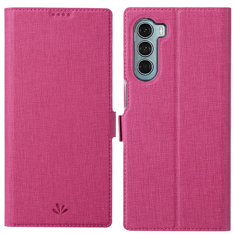 VILI K Series Anti-drop protection Double Magnetic Clasps Closure Stand Wallet Leather Phone Case Shell for Motorola Moto G200 5G - Rose