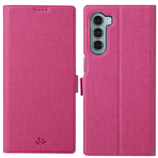 VILI K Series Anti-drop protection Double Magnetic Clasps Closure Stand Wallet Leather Phone Case Shell for Motorola Moto G200 5G - Rose