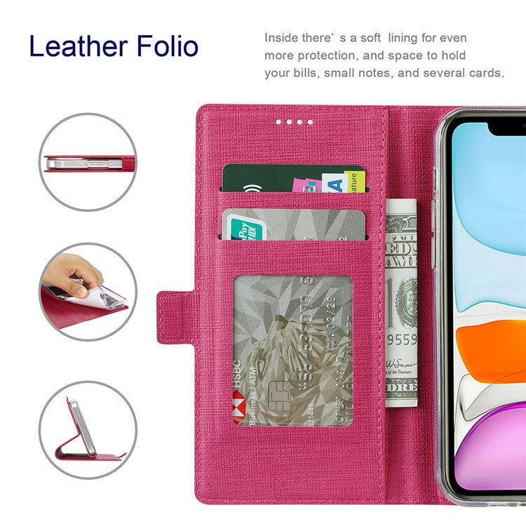 VILI K Series Anti-drop protection Double Magnetic Clasps Closure Stand Wallet Leather Phone Case Shell for Motorola Moto G200 5G - Rose