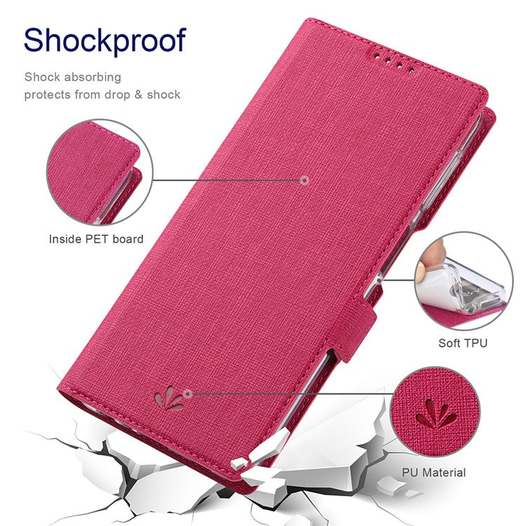 VILI K Series Anti-drop protection Double Magnetic Clasps Closure Stand Wallet Leather Phone Case Shell for Motorola Moto G200 5G - Rose