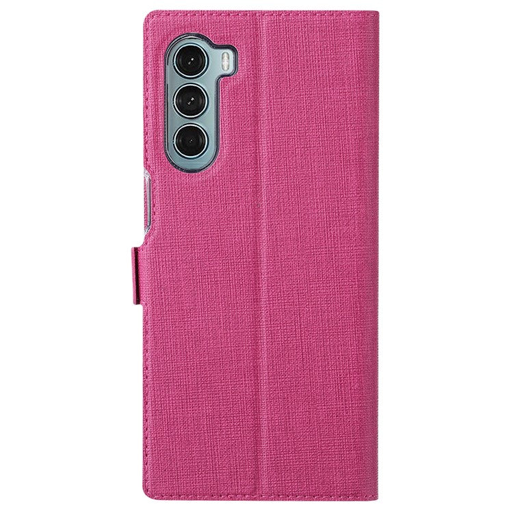 VILI K Series Anti-drop protection Double Magnetic Clasps Closure Stand Wallet Leather Phone Case Shell for Motorola Moto G200 5G - Rose