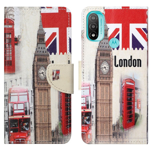 Stand Feature Pattern Printing Wallet Phone Case Cross Texture PU Leather Flip Magnetic Cover for Motorola Moto E20 / Moto E30 / Moto E40 - London Big Ben