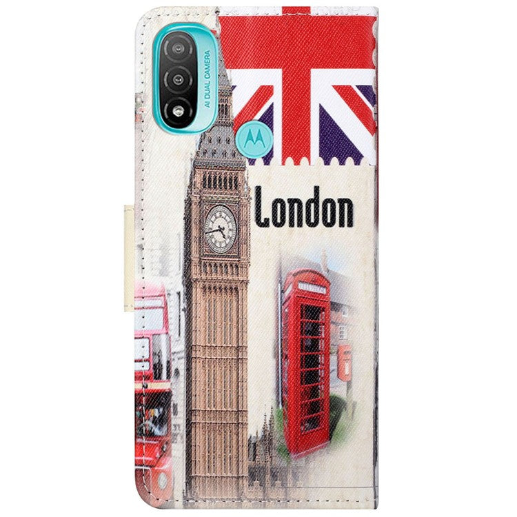 Stand Feature Pattern Printing Wallet Phone Case Cross Texture PU Leather Flip Magnetic Cover for Motorola Moto E20 / Moto E30 / Moto E40 - London Big Ben
