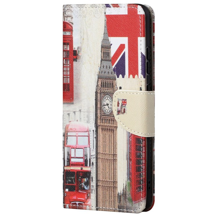 Stand Feature Pattern Printing Wallet Phone Case Cross Texture PU Leather Flip Magnetic Cover for Motorola Moto E20 / Moto E30 / Moto E40 - London Big Ben
