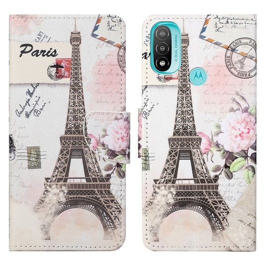 Stand Feature Pattern Printing Wallet Phone Case Cross Texture PU Leather Flip Magnetic Cover for Motorola Moto E20 / Moto E30 / Moto E40 - Tower
