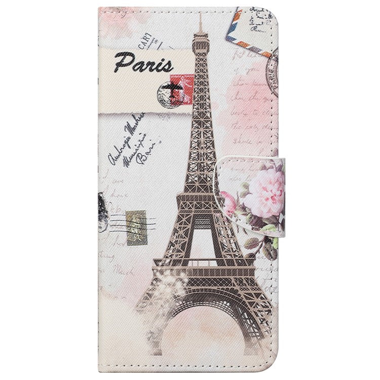 Stand Feature Pattern Printing Wallet Phone Case Cross Texture PU Leather Flip Magnetic Cover for Motorola Moto E20 / Moto E30 / Moto E40 - Tower
