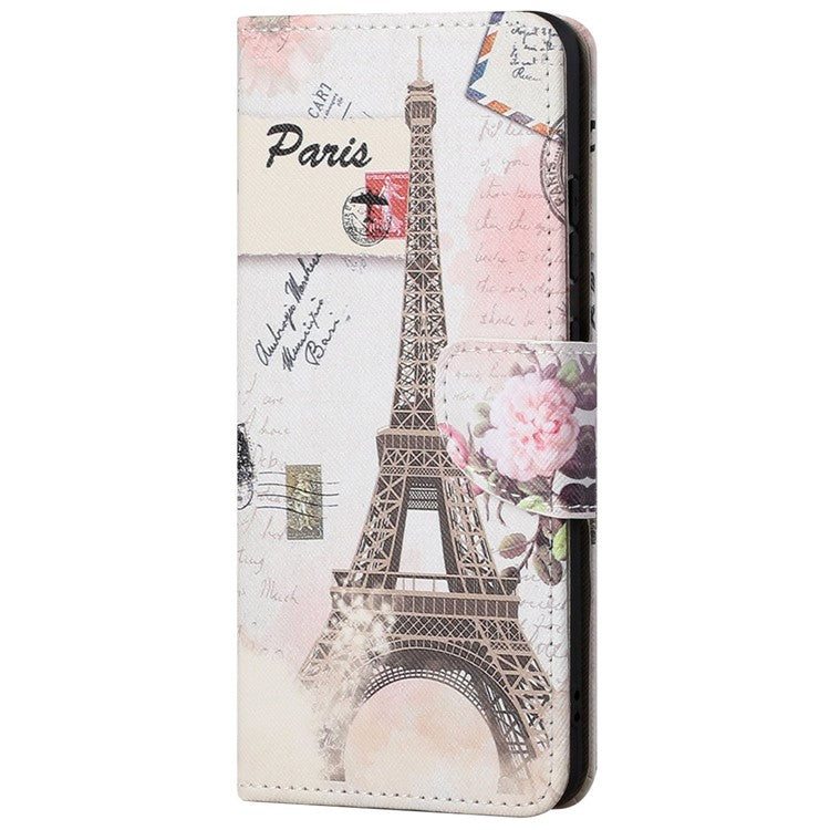 Stand Feature Pattern Printing Wallet Phone Case Cross Texture PU Leather Flip Magnetic Cover for Motorola Moto E20 / Moto E30 / Moto E40 - Tower