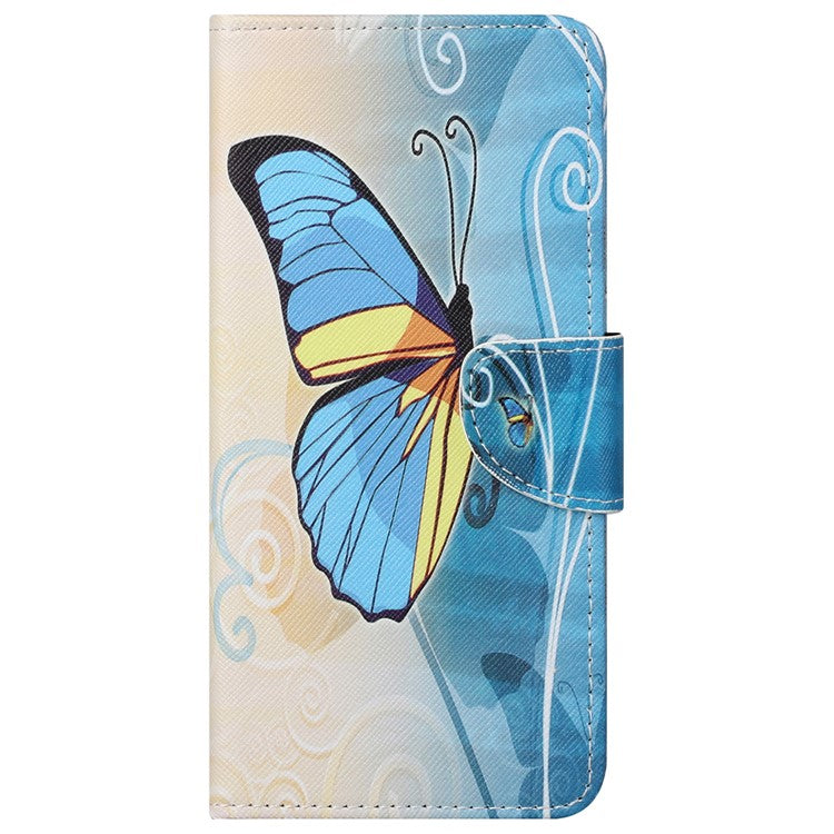 Stand Feature Pattern Printing Wallet Phone Case Cross Texture PU Leather Flip Magnetic Cover for Motorola Moto E20 / Moto E30 / Moto E40 - Blue Butterfly