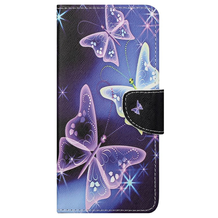 Stand Feature Pattern Printing Wallet Phone Case Cross Texture PU Leather Flip Magnetic Cover for Motorola Moto E20 / Moto E30 / Moto E40 - Sparkling Butterflies