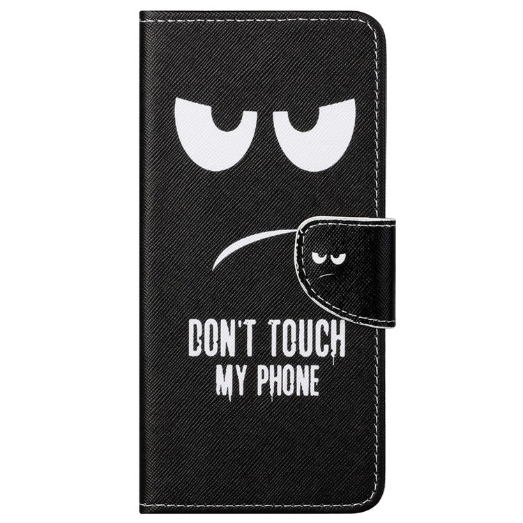 Stand Feature Pattern Printing Wallet Phone Case Cross Texture PU Leather Flip Magnetic Cover for Motorola Moto E20 / Moto E30 / Moto E40 - Don't Touch My Phone