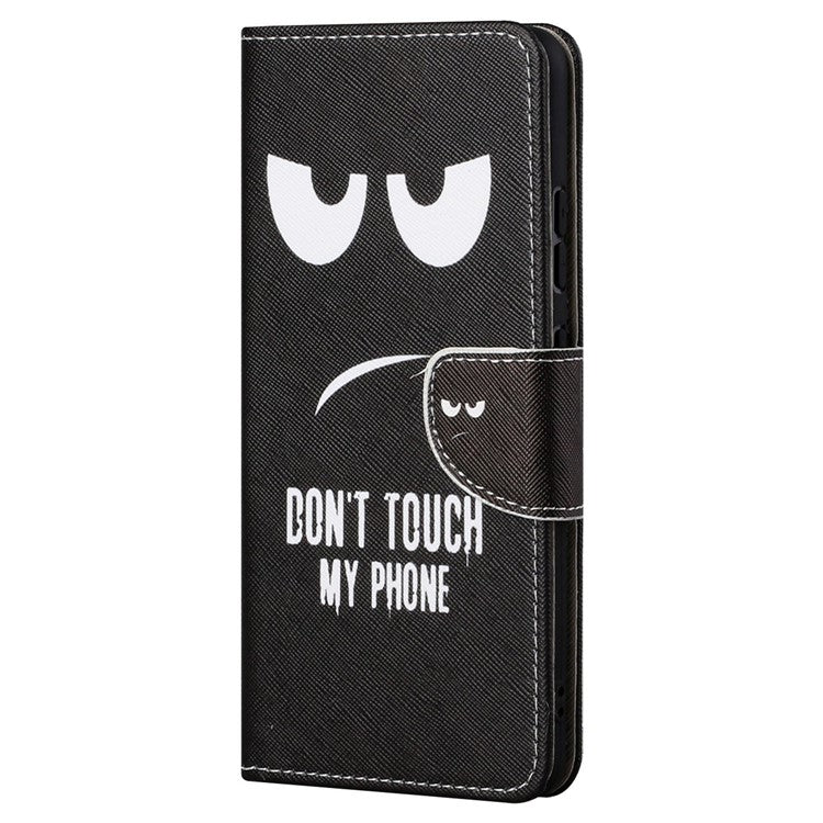 Stand Feature Pattern Printing Wallet Phone Case Cross Texture PU Leather Flip Magnetic Cover for Motorola Moto E20 / Moto E30 / Moto E40 - Don't Touch My Phone