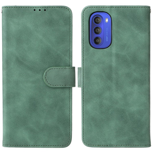 Skin-touch Feeling Mobile Phone Case PU Leather + TPU Dual Protective Cover with Stand and Wallet for Motorola Moto G51 5G - Green
