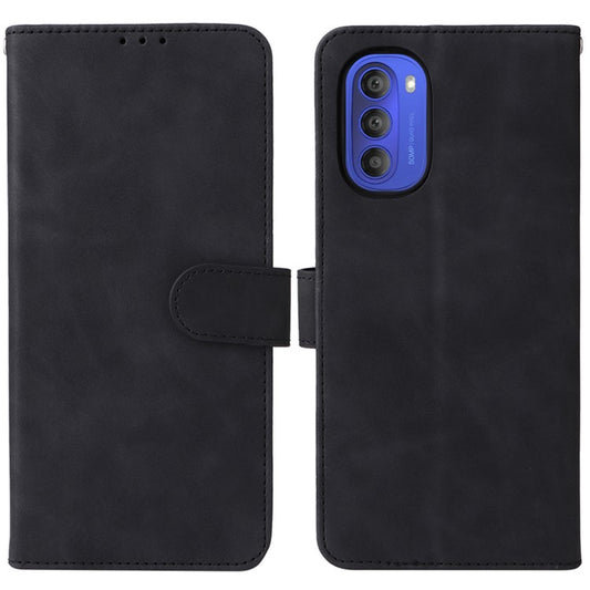 Skin-touch Feeling Mobile Phone Case PU Leather + TPU Dual Protective Cover with Stand and Wallet for Motorola Moto G51 5G - Black