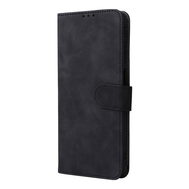 Skin-touch Feeling Mobile Phone Case PU Leather + TPU Dual Protective Cover with Stand and Wallet for Motorola Moto G51 5G - Black