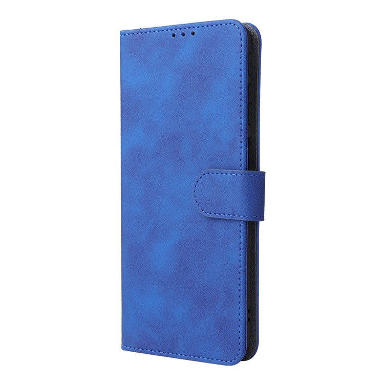 Skin-touch Feeling Mobile Phone Case PU Leather + TPU Dual Protective Cover with Stand and Wallet for Motorola Moto G51 5G - Blue