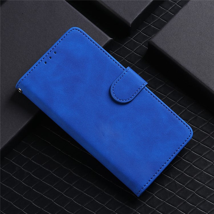Skin-touch Feeling Mobile Phone Case PU Leather + TPU Dual Protective Cover with Stand and Wallet for Motorola Moto G51 5G - Blue