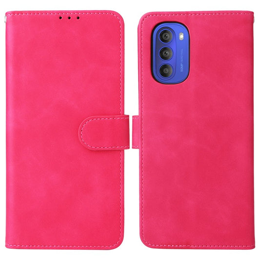 Skin-touch Feeling Mobile Phone Case PU Leather + TPU Dual Protective Cover with Stand and Wallet for Motorola Moto G51 5G - Rose