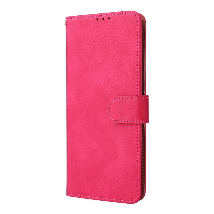 Skin-touch Feeling Mobile Phone Case PU Leather + TPU Dual Protective Cover with Stand and Wallet for Motorola Moto G51 5G - Rose
