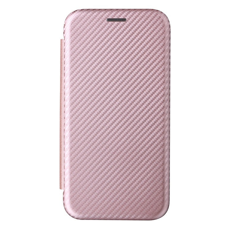 Ring Strap Kickstand Design Drop-proof PU Leather Carbon Fiber Texture Mobile Phone Case with Card Slot for Motorola Moto G31/G41 - Rose Gold