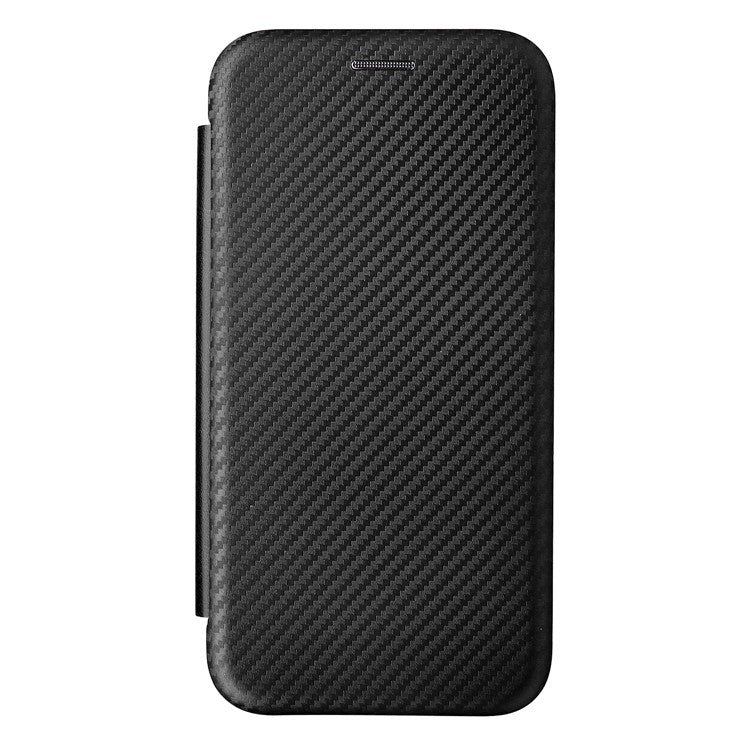 Ring Strap Kickstand Design Drop-proof PU Leather Carbon Fiber Texture Mobile Phone Case with Card Slot for Motorola Moto G31/G41 - Black