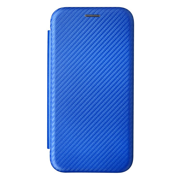 Ring Strap Kickstand Design Drop-proof PU Leather Carbon Fiber Texture Mobile Phone Case with Card Slot for Motorola Moto G31/G41 - Blue