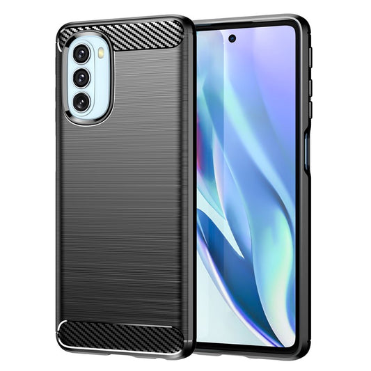 1.8mm Carbon Fiber Brushed Design Soft TPU Anti-fall Phone Protective Case Cover for Motorola Moto G51 5G - Black