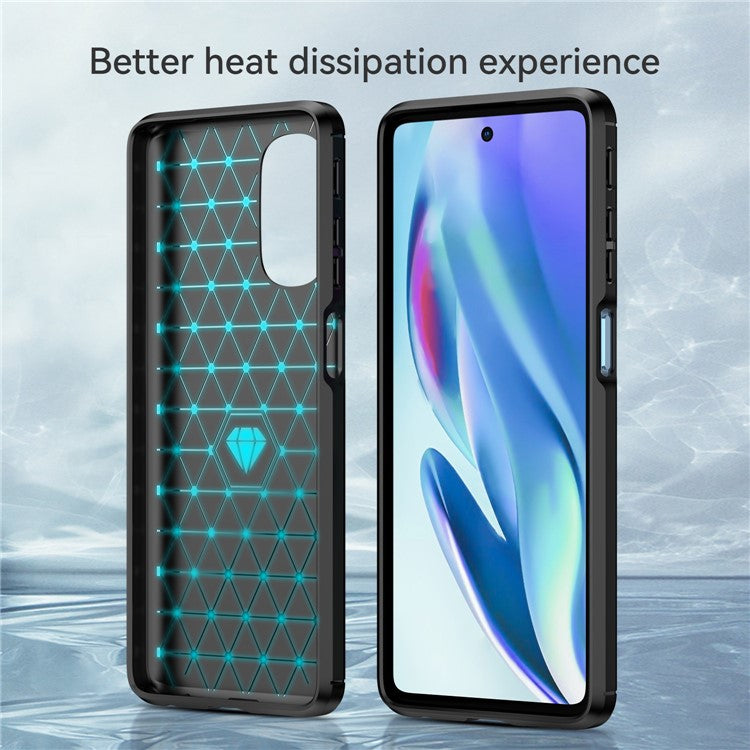 1.8mm Carbon Fiber Brushed Design Soft TPU Anti-fall Phone Protective Case Cover for Motorola Moto G51 5G - Black