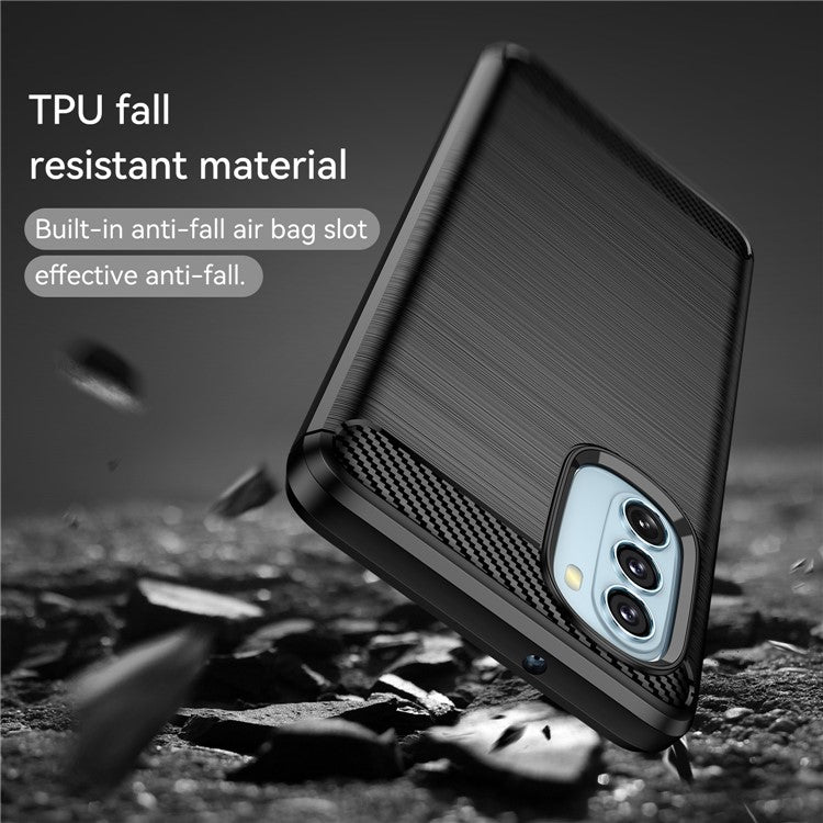 1.8mm Carbon Fiber Brushed Design Soft TPU Anti-fall Phone Protective Case Cover for Motorola Moto G51 5G - Black