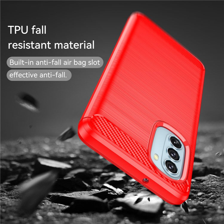 1.8mm Carbon Fiber Brushed Design Soft TPU Anti-fall Phone Protective Case Cover for Motorola Moto G51 5G - Red