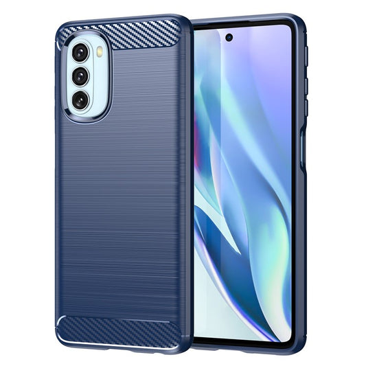 1.8mm Carbon Fiber Brushed Design Soft TPU Anti-fall Phone Protective Case Cover for Motorola Moto G51 5G - Blue