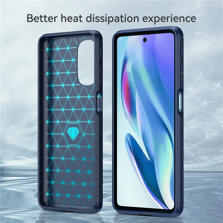1.8mm Carbon Fiber Brushed Design Soft TPU Anti-fall Phone Protective Case Cover for Motorola Moto G51 5G - Blue
