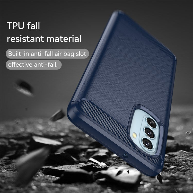1.8mm Carbon Fiber Brushed Design Soft TPU Anti-fall Phone Protective Case Cover for Motorola Moto G51 5G - Blue