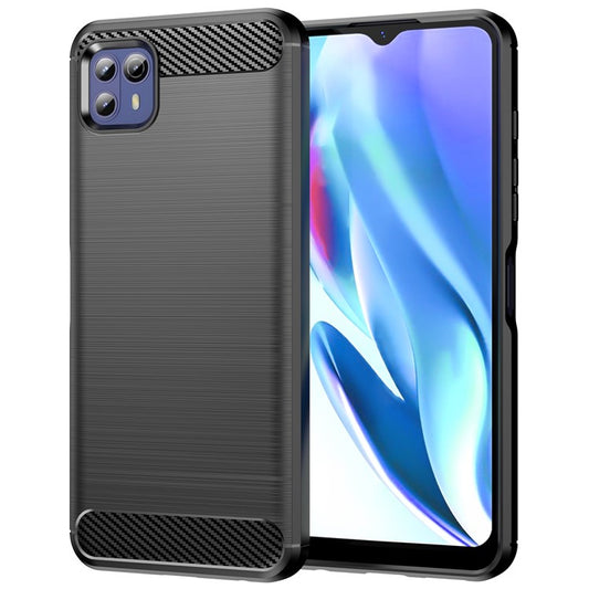 1.8mm Ultra Thin Flexible TPU Case Carbon Fiber Texture Drop-Proof Anti-Fall Air Bag Phone Cover with Brushed Surface for Motorola Moto G50 5G - Black