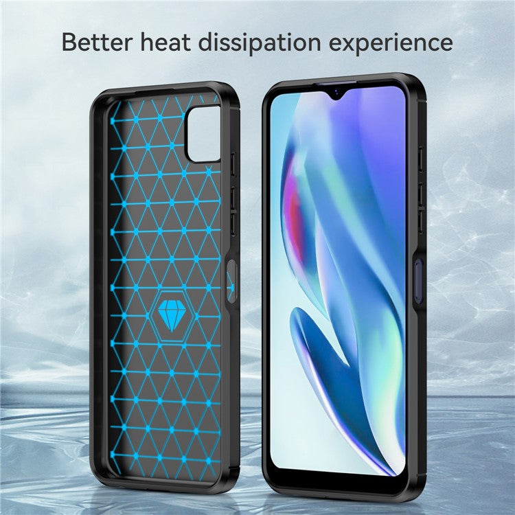 1.8mm Ultra Thin Flexible TPU Case Carbon Fiber Texture Drop-Proof Anti-Fall Air Bag Phone Cover with Brushed Surface for Motorola Moto G50 5G - Black