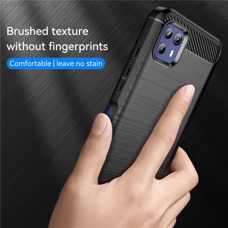1.8mm Ultra Thin Flexible TPU Case Carbon Fiber Texture Drop-Proof Anti-Fall Air Bag Phone Cover with Brushed Surface for Motorola Moto G50 5G - Black