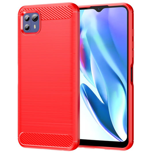 1.8mm Ultra Thin Flexible TPU Case Carbon Fiber Texture Drop-Proof Anti-Fall Air Bag Phone Cover with Brushed Surface for Motorola Moto G50 5G - Red