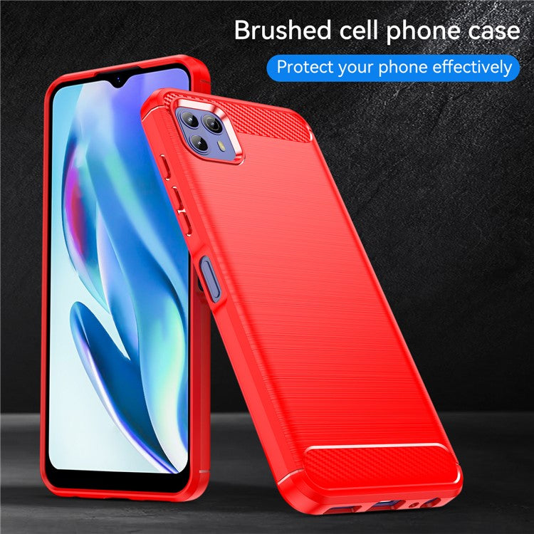 1.8mm Ultra Thin Flexible TPU Case Carbon Fiber Texture Drop-Proof Anti-Fall Air Bag Phone Cover with Brushed Surface for Motorola Moto G50 5G - Red