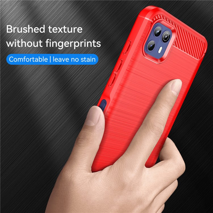 1.8mm Ultra Thin Flexible TPU Case Carbon Fiber Texture Drop-Proof Anti-Fall Air Bag Phone Cover with Brushed Surface for Motorola Moto G50 5G - Red