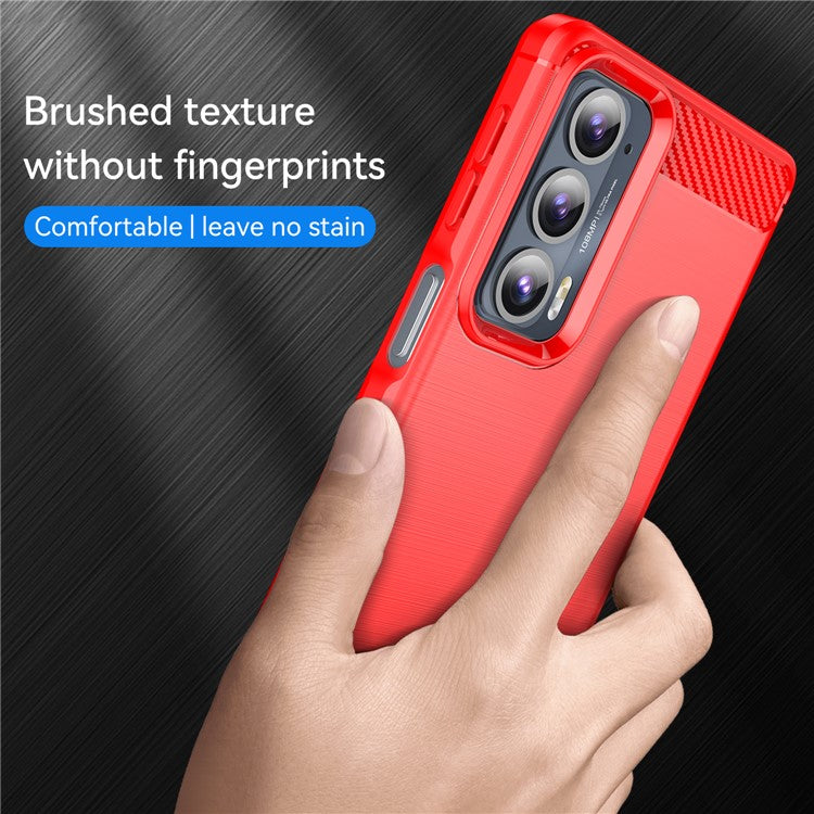 1.8mm Ultra Thin Soft TPU Case Anti-Fall Air Cushion Corners Design Carbon Fiber Texture Phone Cover with Brushed Surface for Motorola Edge 20 - Red