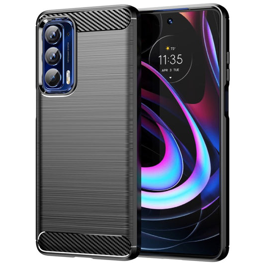 Ultra Thin Flexible TPU Case Scratch-Resistant Carbon Fiber Texture Freely-Twisted Phone Cover with Brushed Surface for Motorola Edge (2021)/Edge 5G UW - Black
