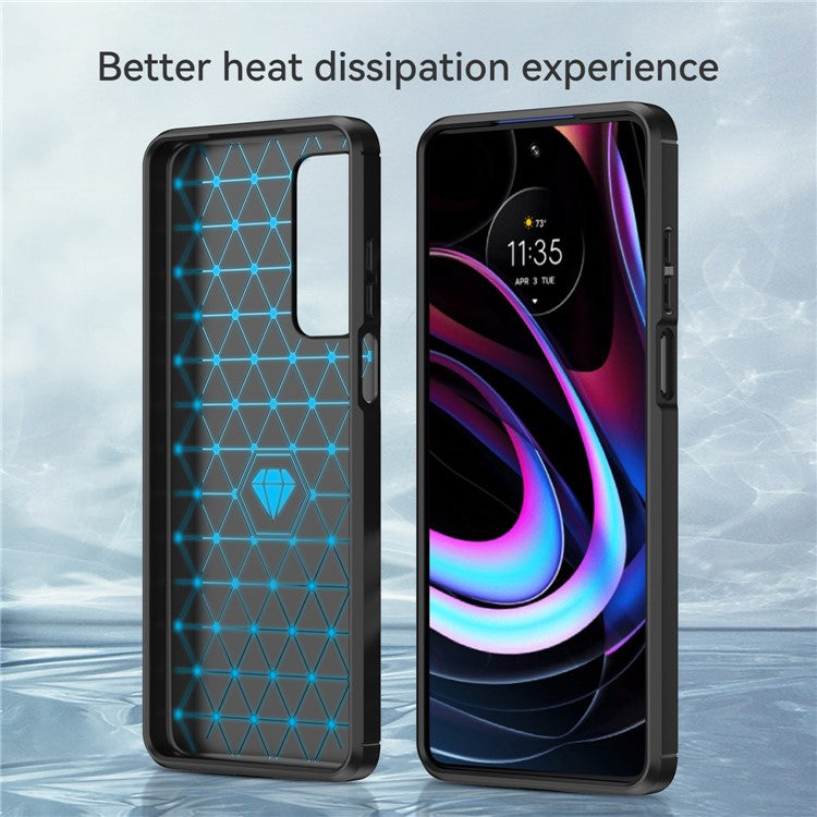 Ultra Thin Flexible TPU Case Scratch-Resistant Carbon Fiber Texture Freely-Twisted Phone Cover with Brushed Surface for Motorola Edge (2021)/Edge 5G UW - Black