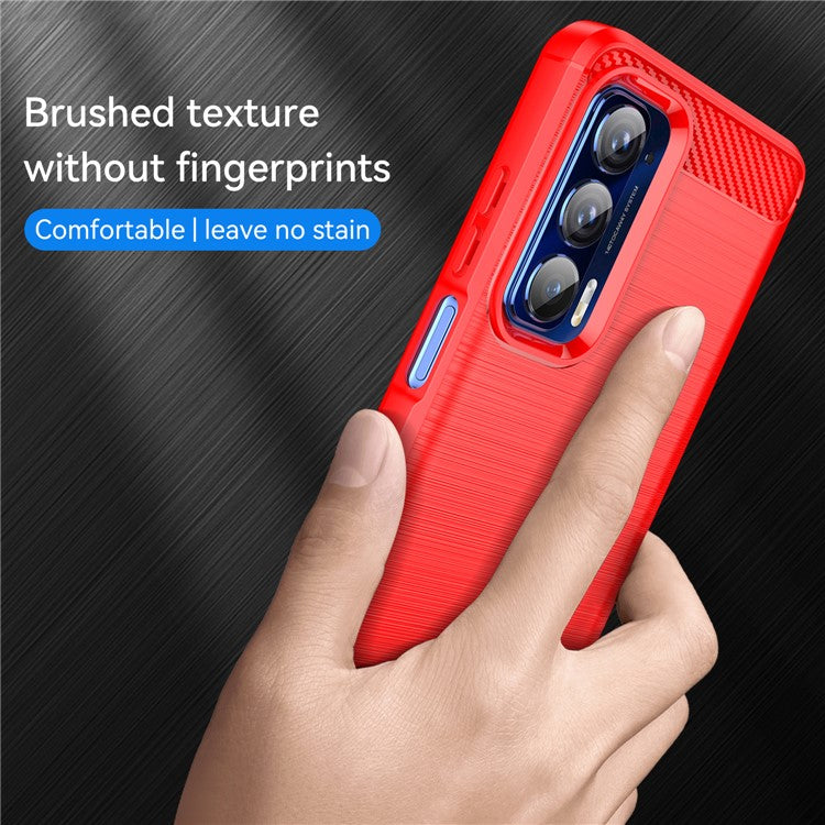 Ultra Thin Flexible TPU Case Scratch-Resistant Carbon Fiber Texture Freely-Twisted Phone Cover with Brushed Surface for Motorola Edge (2021)/Edge 5G UW - Red