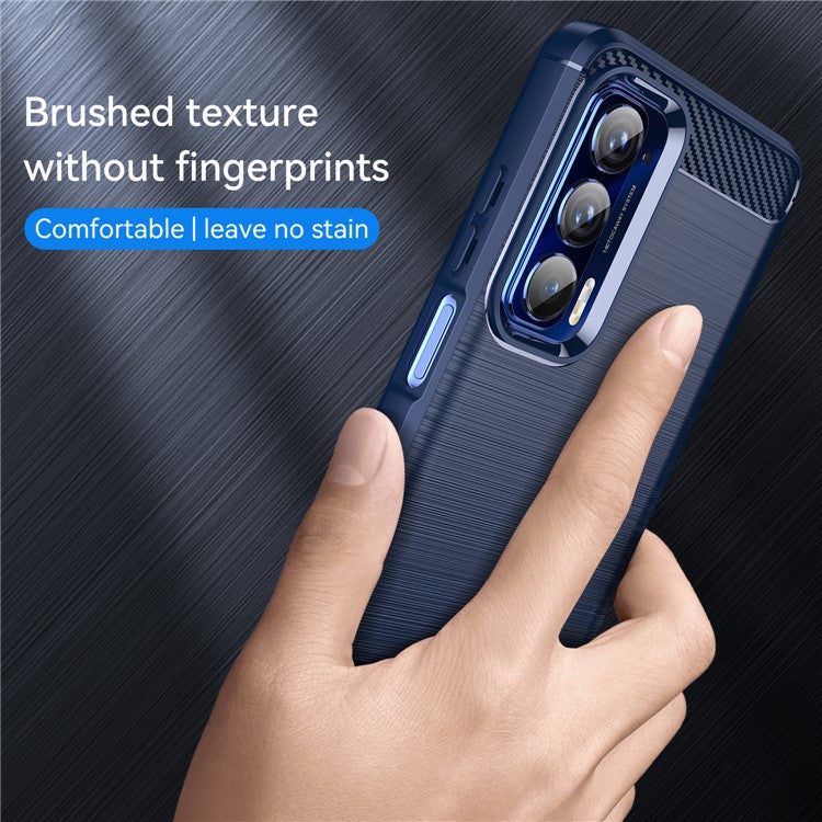 Ultra Thin Flexible TPU Case Scratch-Resistant Carbon Fiber Texture Freely-Twisted Phone Cover with Brushed Surface for Motorola Edge (2021)/Edge 5G UW - Blue