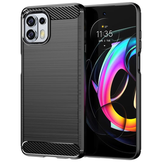1.8mm Flexible Carbon Fiber Texture TPU Case Phone Cover Brushed Surface Anti-Drop Air Cushion for Motorola Edge 20 Lite/Edge 20 Fusion - Black
