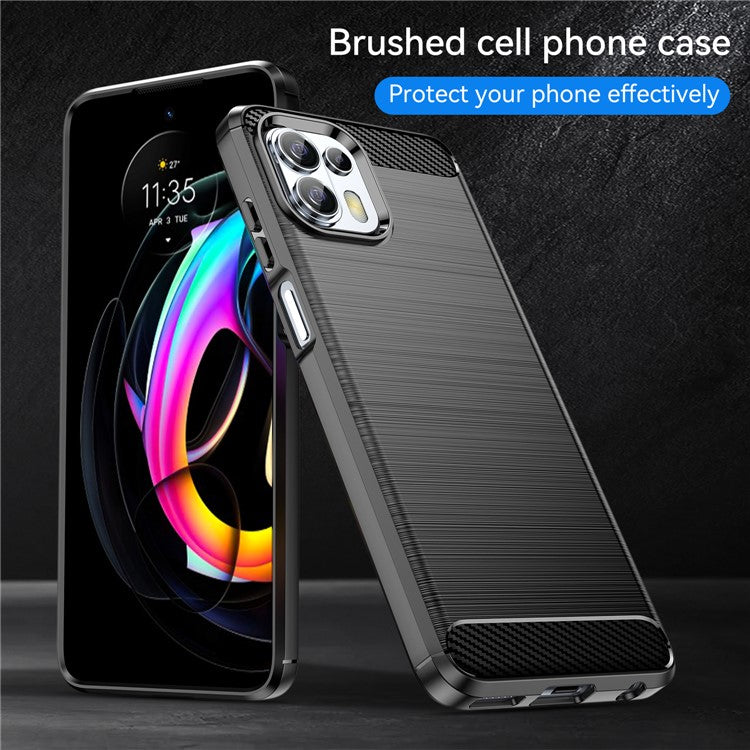 1.8mm Flexible Carbon Fiber Texture TPU Case Phone Cover Brushed Surface Anti-Drop Air Cushion for Motorola Edge 20 Lite/Edge 20 Fusion - Black